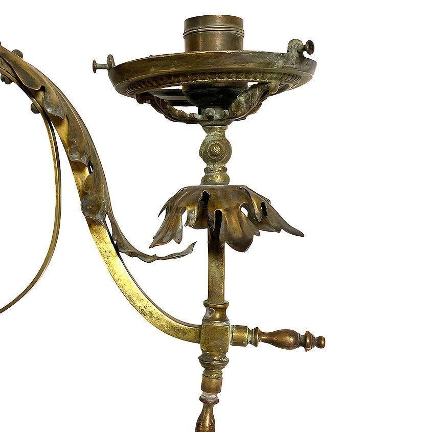 Electrified Late Victorian Baroque Casted Brass Gas Sconces w/ Shade, Pair - 13