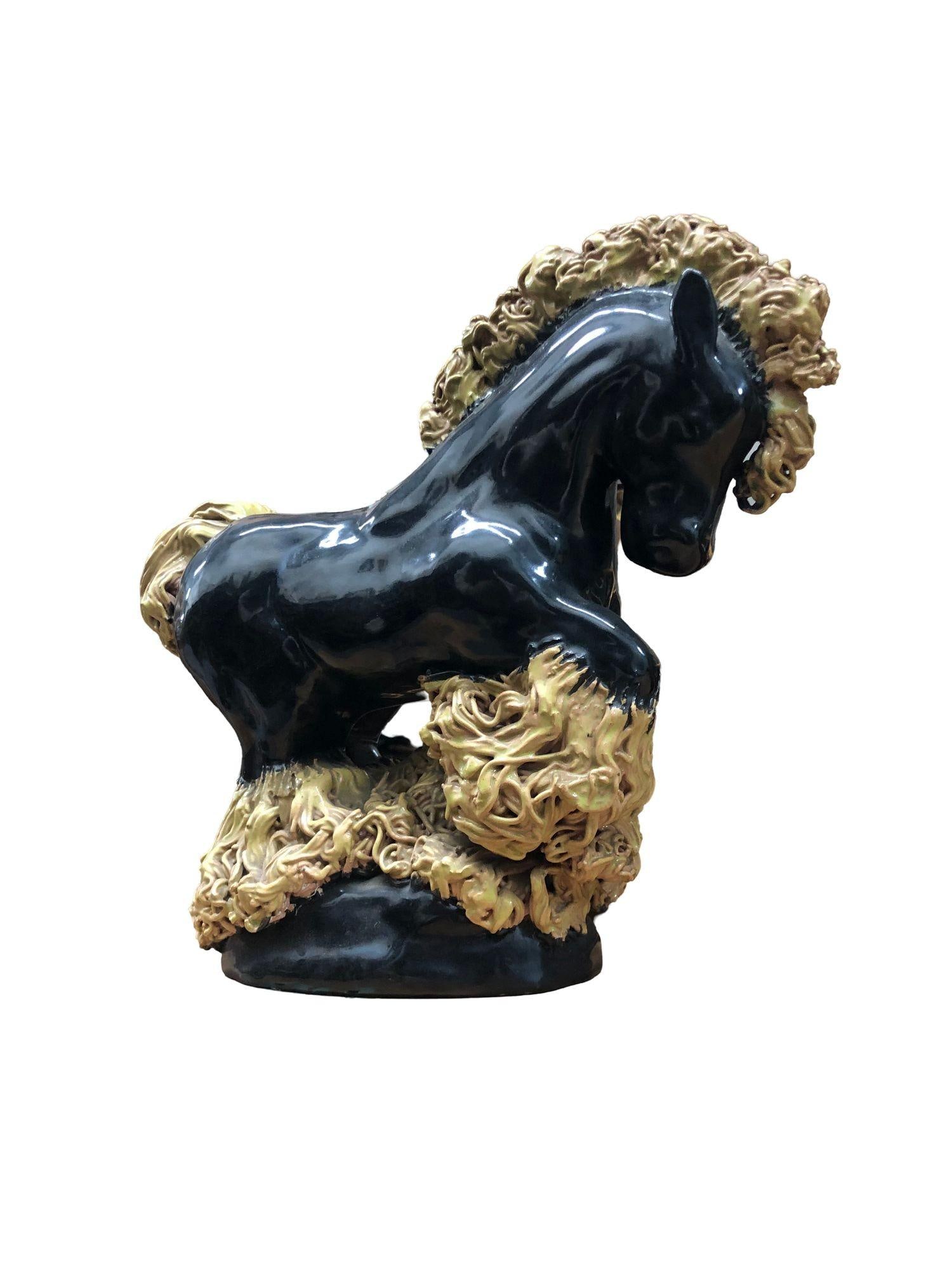 Midcentury Studio Art Pottery Clydesdale Horse - 12