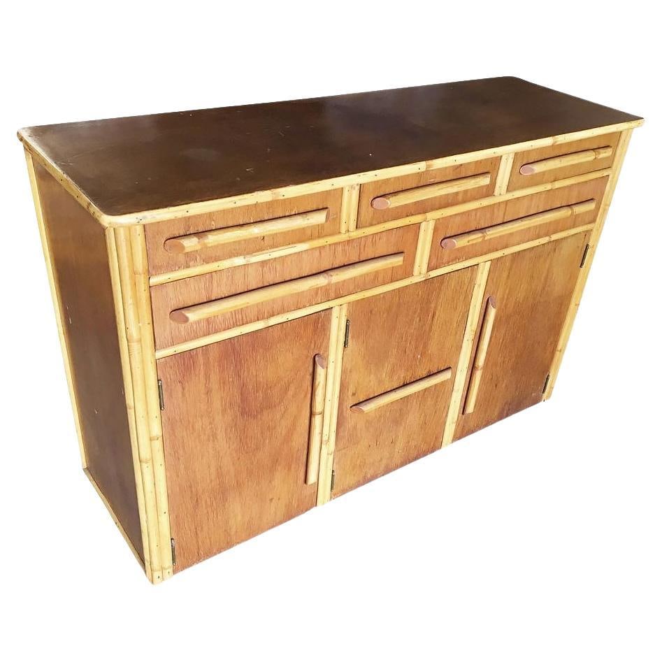 Restored Stacked Rattan Sideboard W/ Mahogany Top (1 of 20)