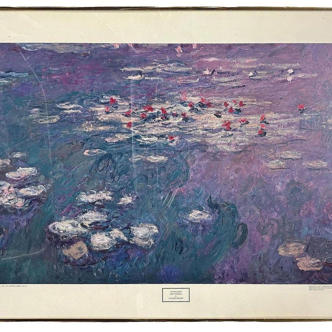 1979 Carnegie Institute "Nympheas" Lithograph Poster By Claude Monet Framed - 3
