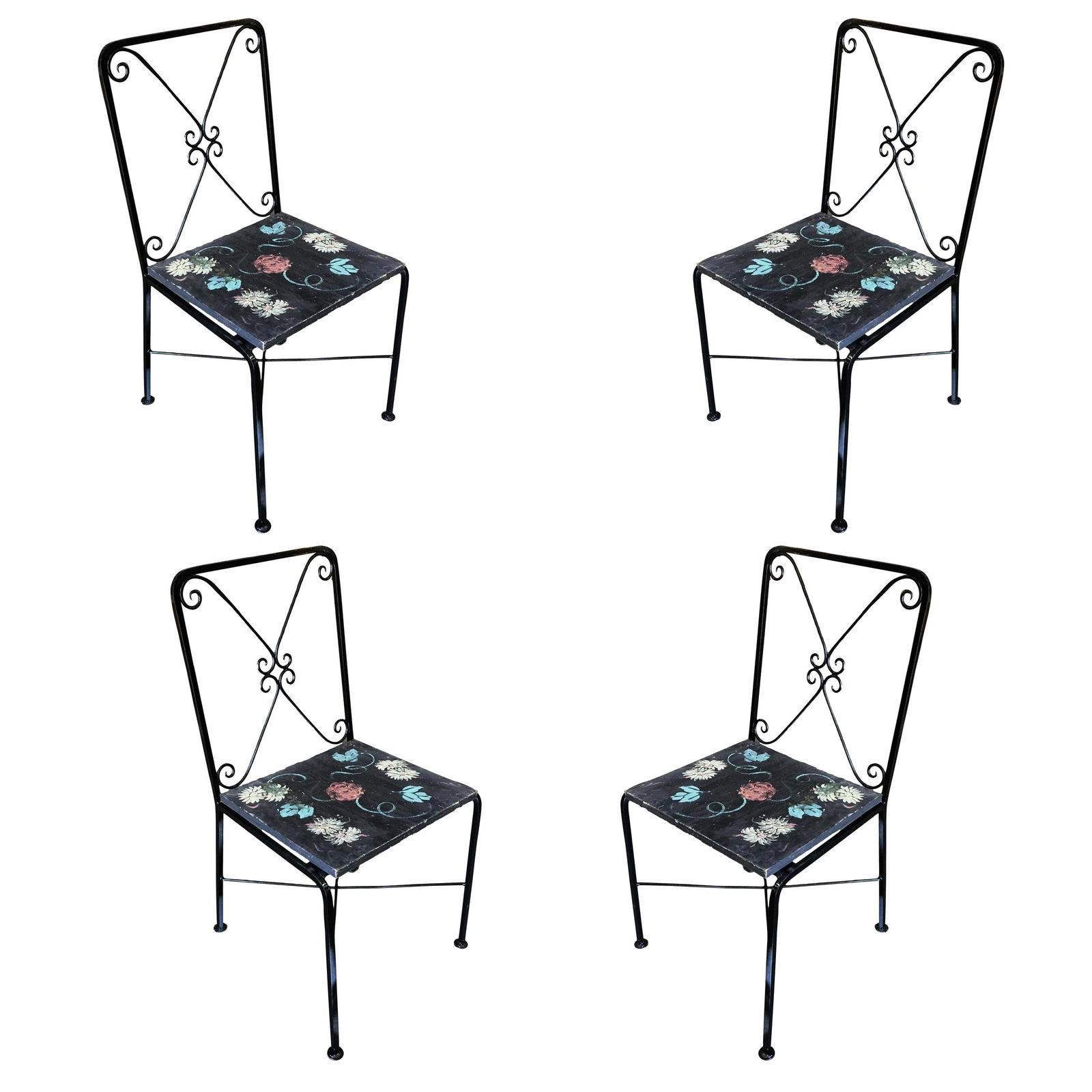 Scrolling Iron Patio/Outdoor Lounge Chair with Pad Seat, Set of Four (1 of 20)