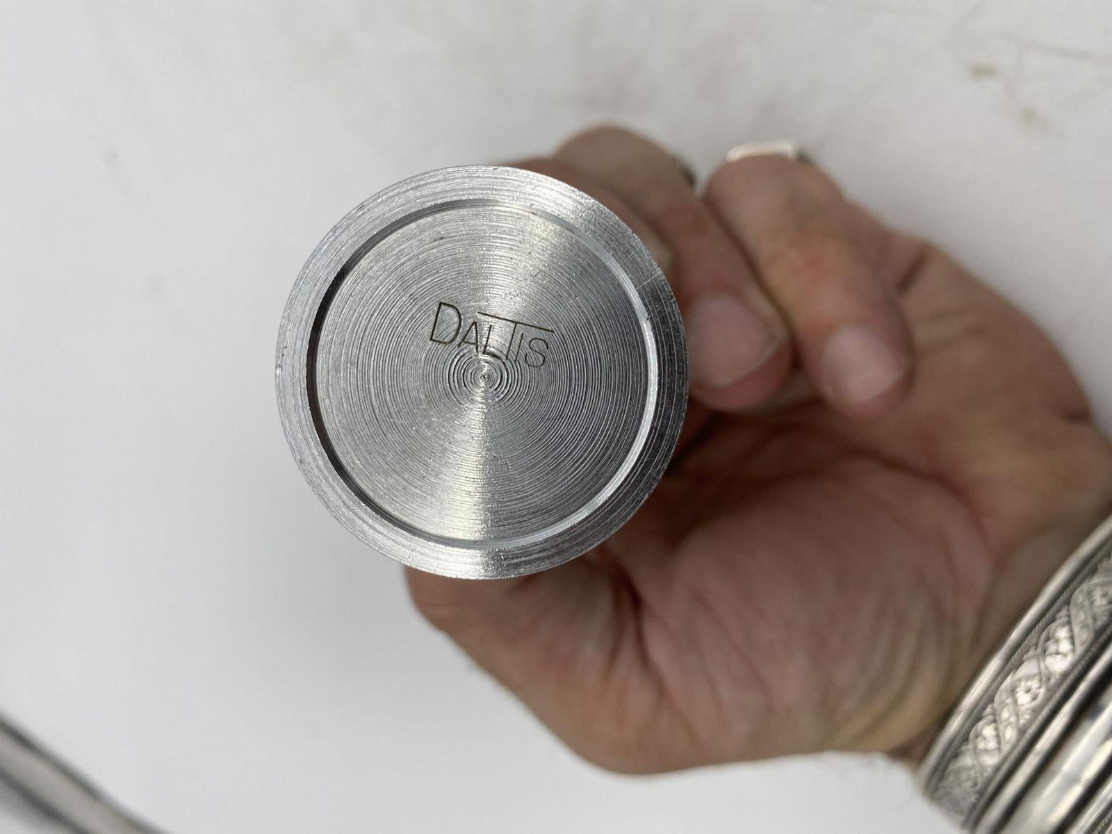 Green and Silver "Column" Petrol Table Chain Lighter by Daltis - 18