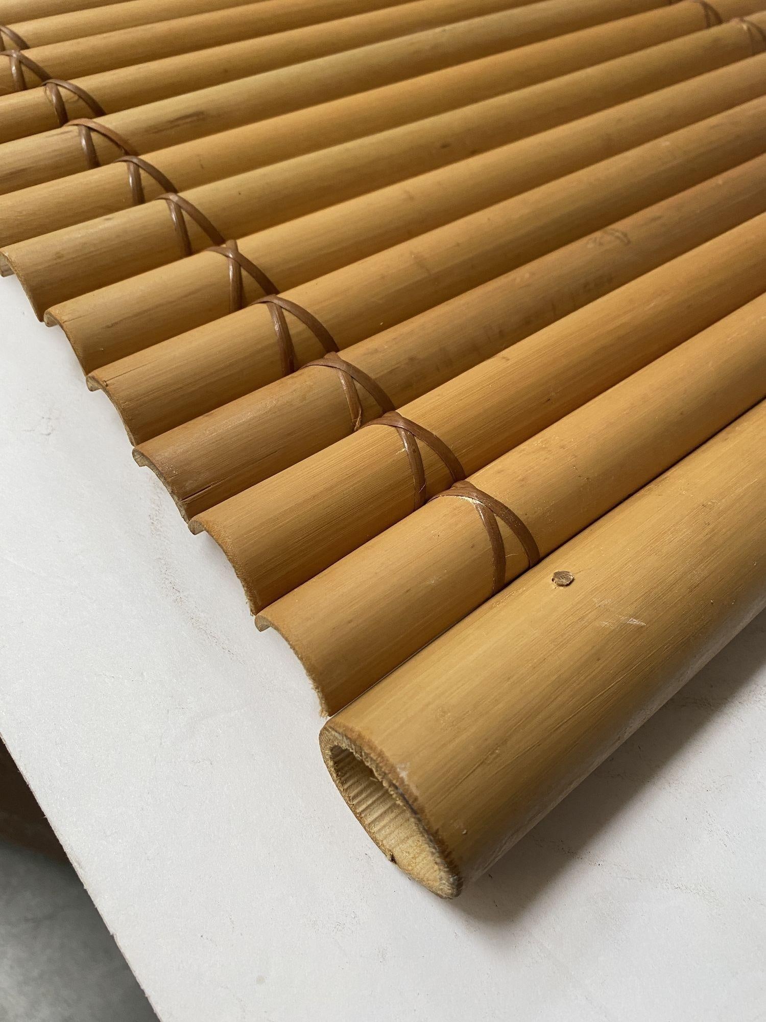 Restored Mid Century Tropical Split Bamboo Serving Tray, Pair - 12