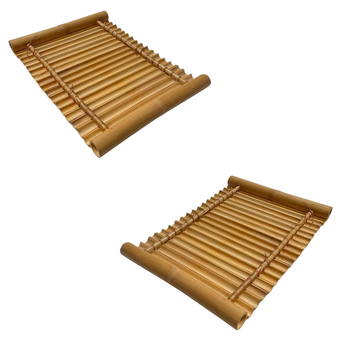 Restored Mid Century Tropical Split Bamboo Serving Tray, Pair - 7