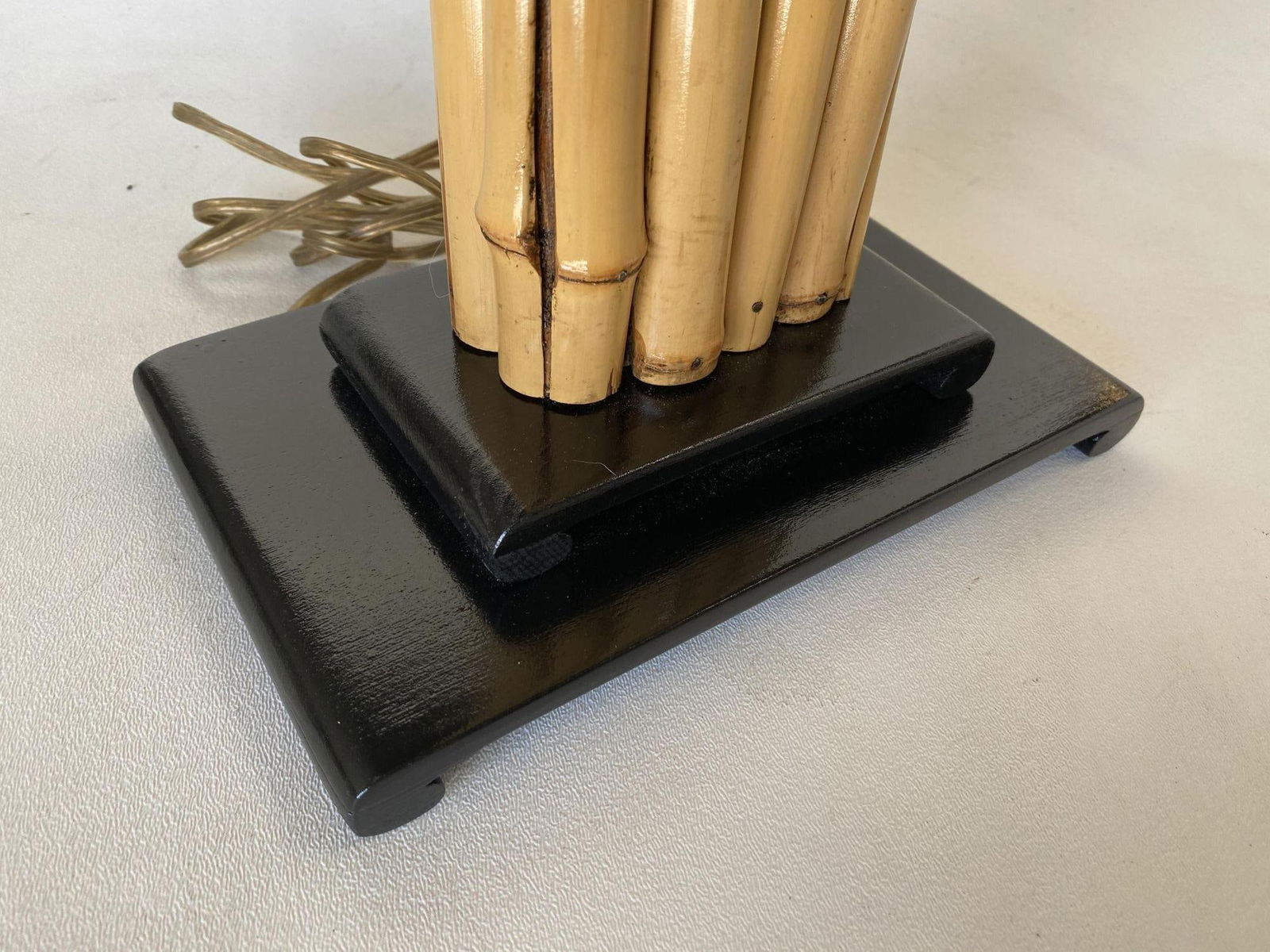 Wrapped Rattan Pole Lamp W/ Black Demi Base - 15