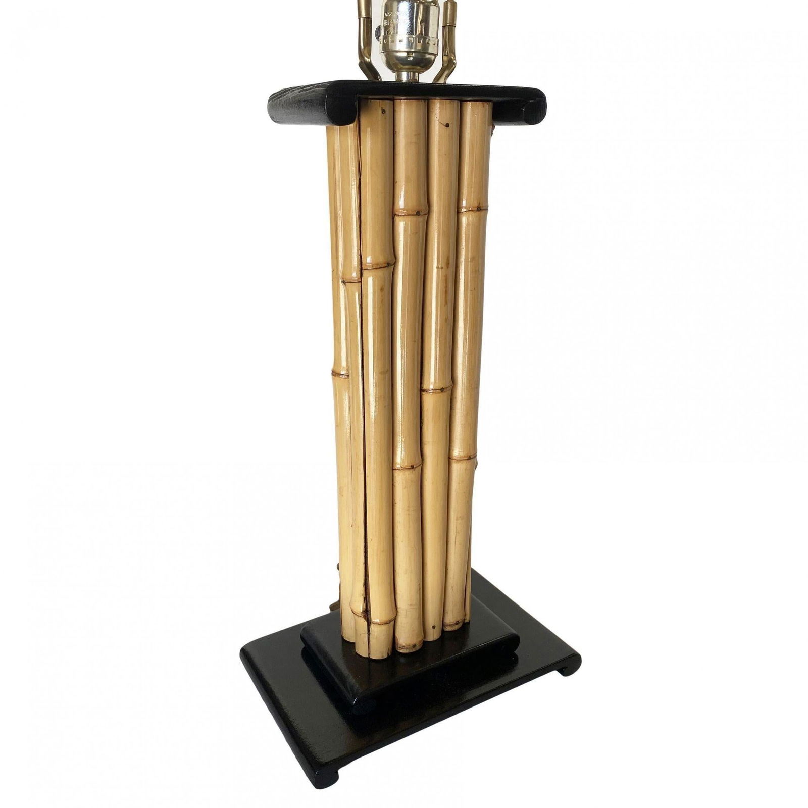 Wrapped Rattan Pole Lamp W/ Black Demi Base - 8