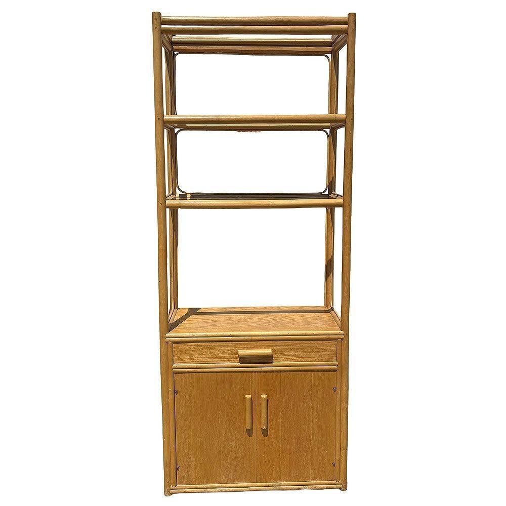 Restored High Style Rattan & Mahogany Etagere Display Curio Cabinet, 2 Available - 8