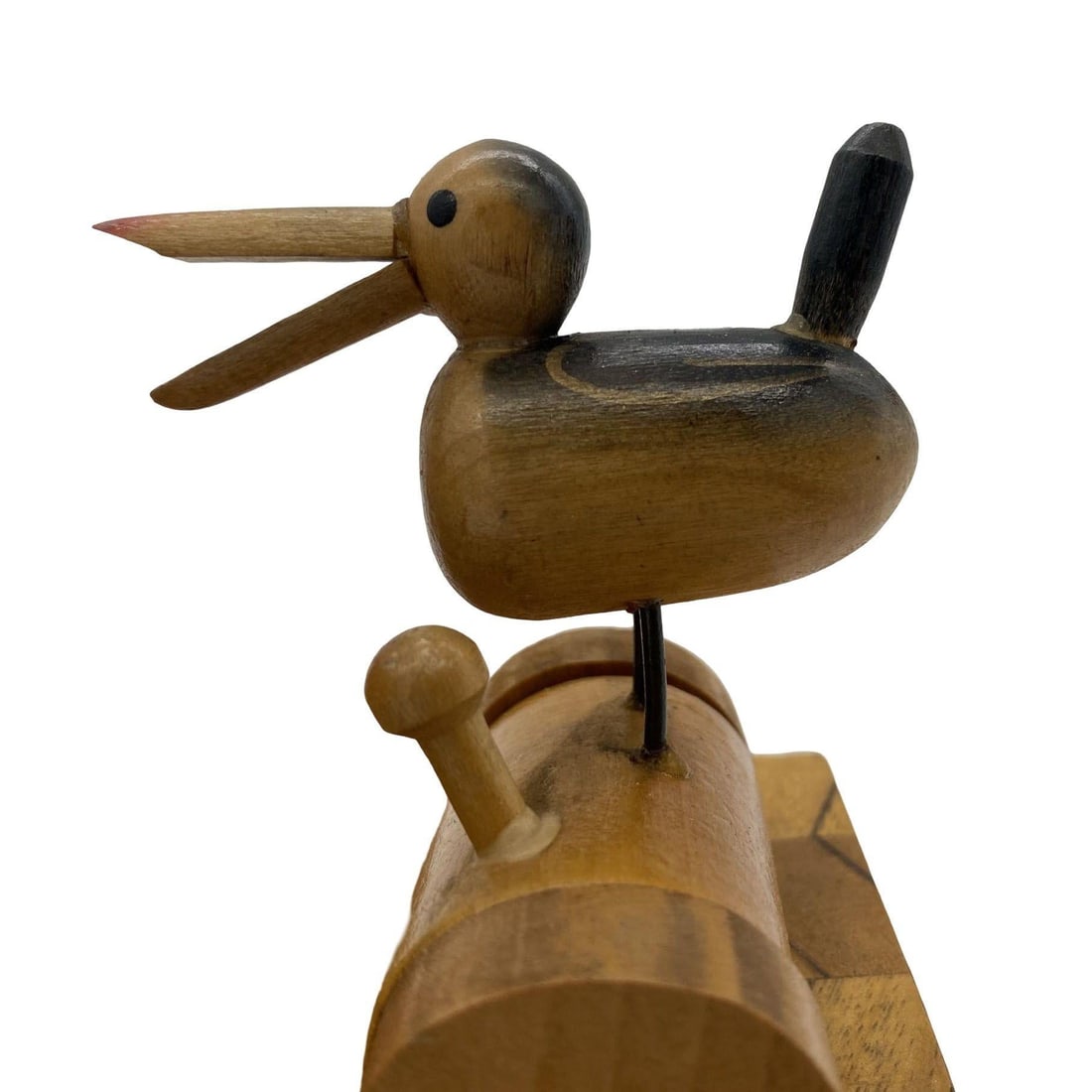 Vintage Inlay Carved Wood Cigarette Box Holder Dispenser with Ashtray and Mechan - 6