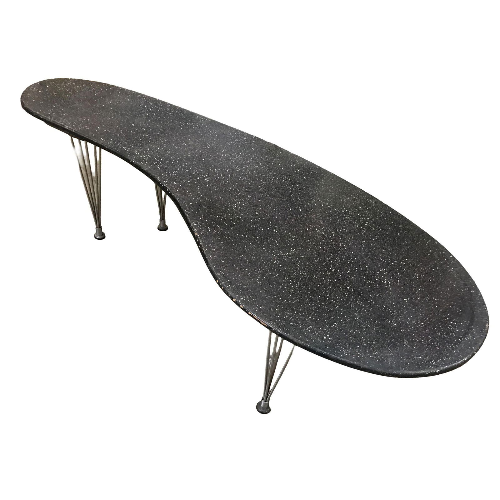 Large 67" Bespoke Mid-Century Biomorphic Coffee Table W/ Wire Spoke Legs - 17