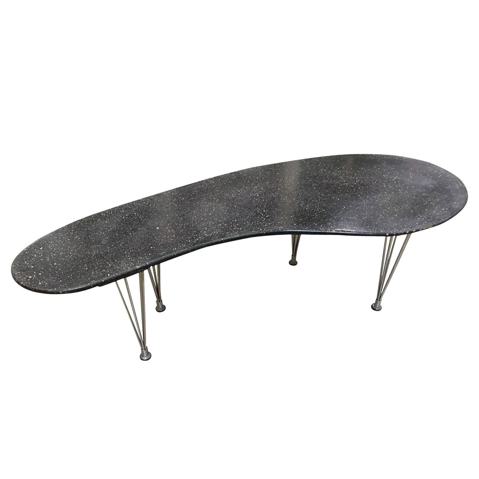 Large 67" Bespoke Mid-Century Biomorphic Coffee Table W/ Wire Spoke Legs - 9