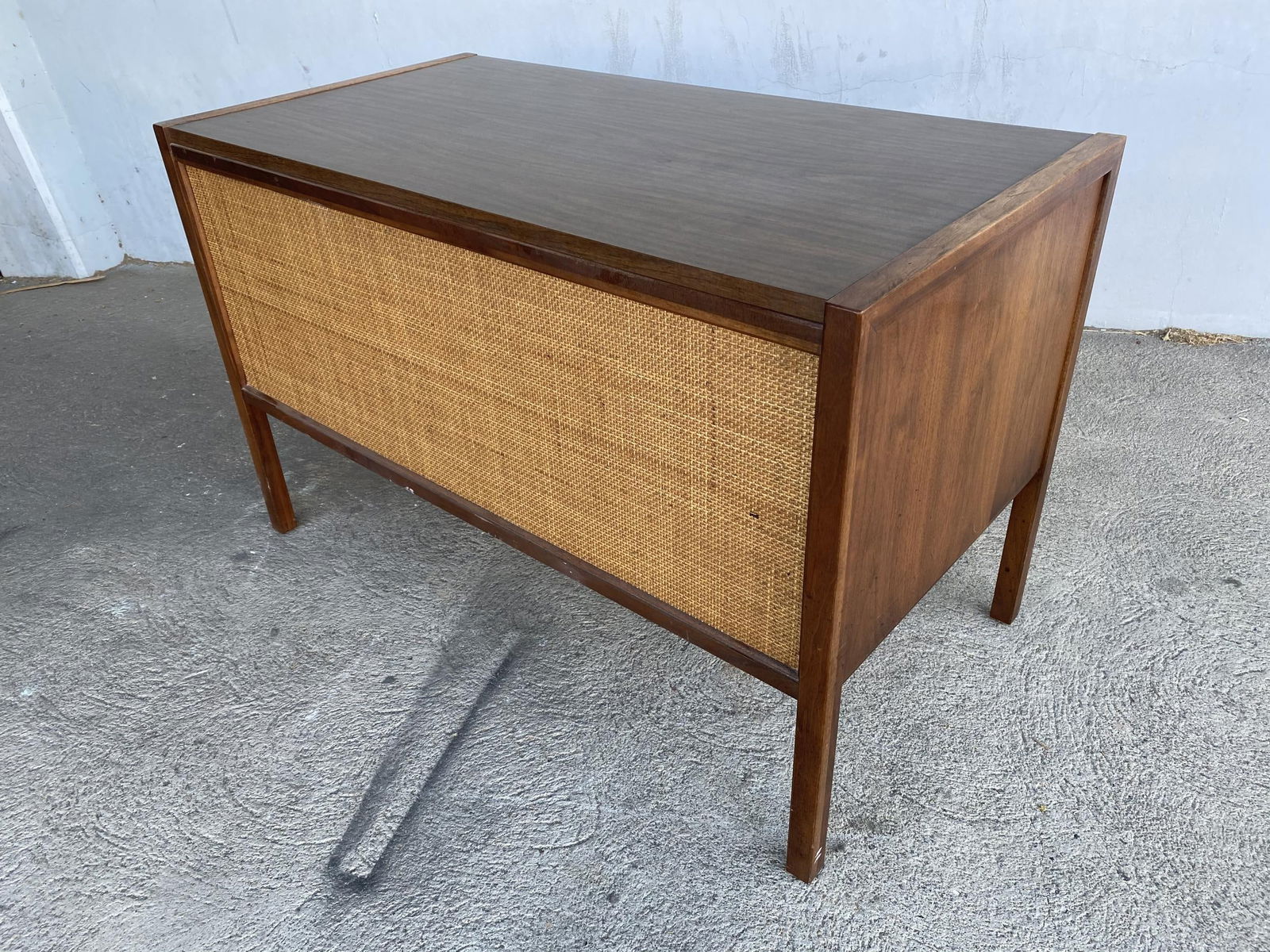 Midcentury Danish Modern Teak Writing Desk w/ Woven Wicker Front by Sligh Lowry - 14