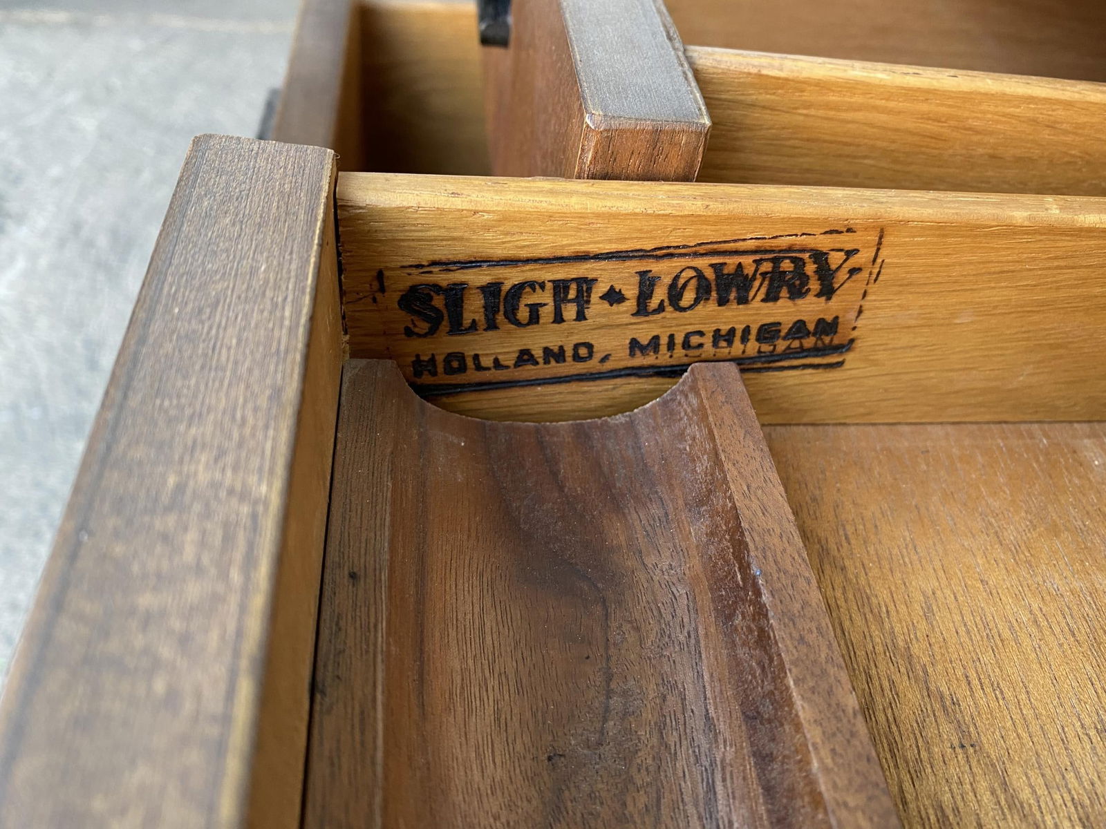 Midcentury Danish Modern Teak Writing Desk w/ Woven Wicker Front by Sligh Lowry - 18