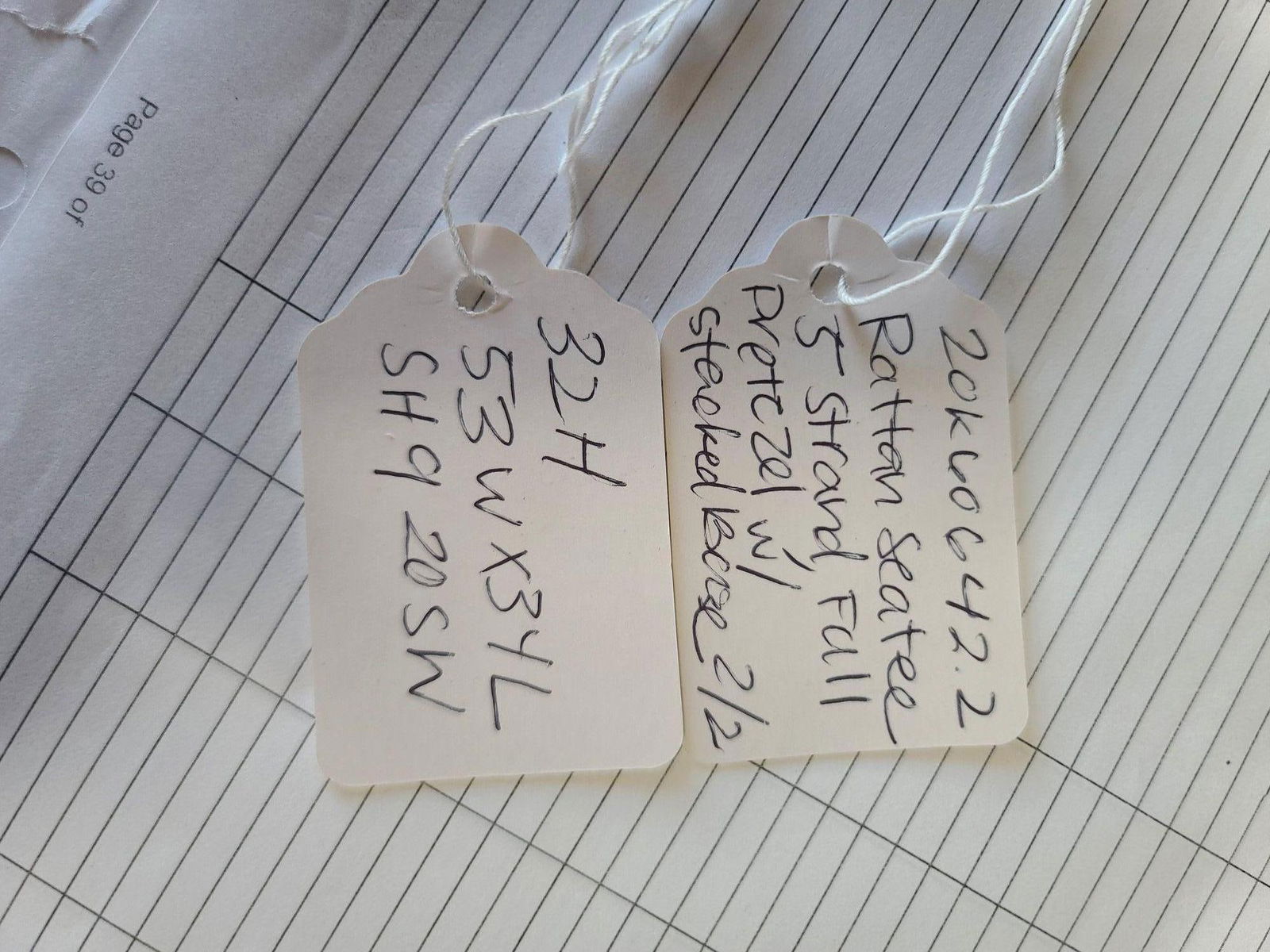 Restored 5-Strand Square Pretzel Rattan Settee w/ Barkcloth Cushions - 6