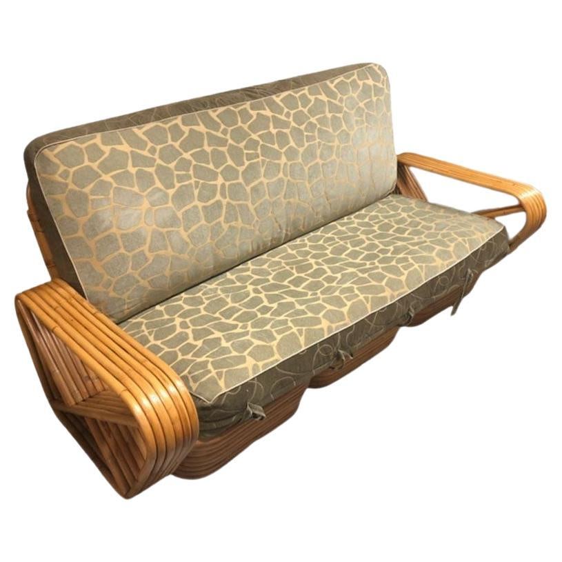 Restored Rattan Six Strand Square Pretzel Sofa - 15