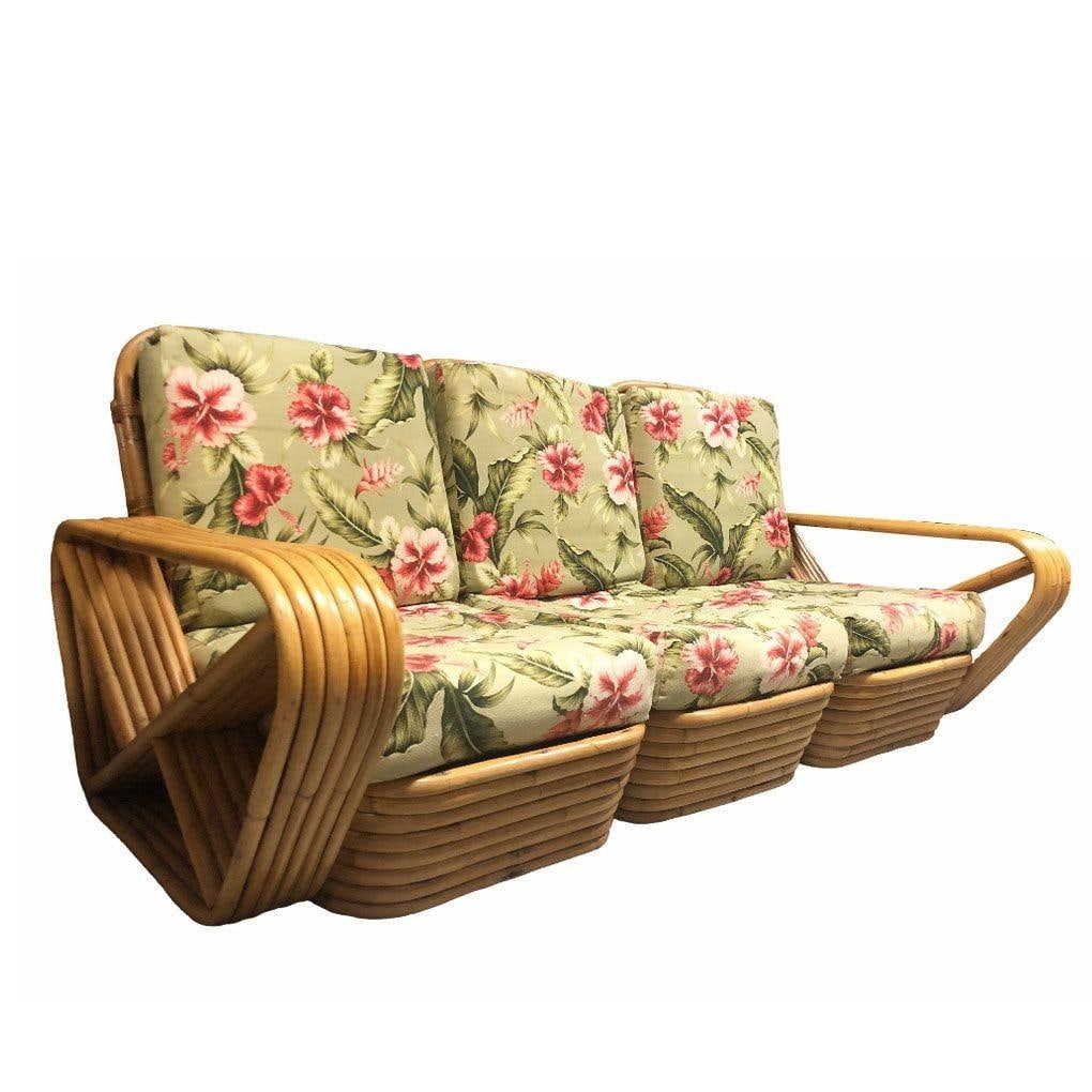 Restored Rattan Six Strand Square Pretzel Sofa - 3