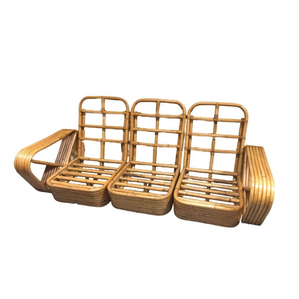 Restored Rattan Six Strand Square Pretzel Sofa - 6