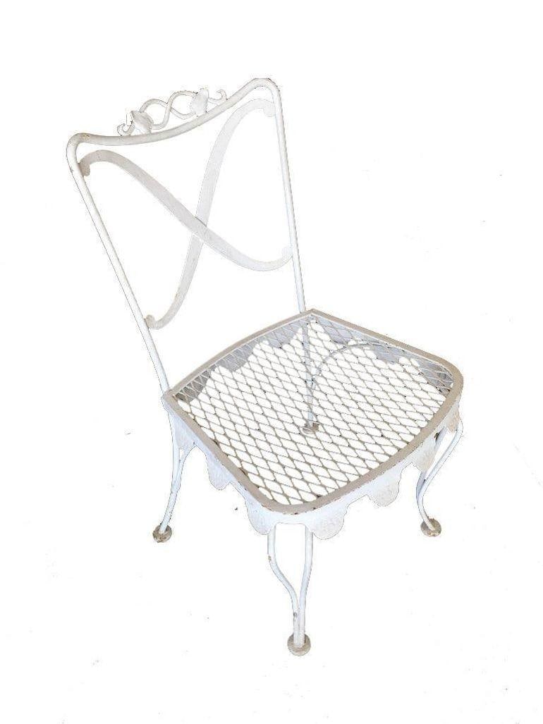 Wrought Iron Scrolling Pattern Cafe Patio Set Table w/ 4 Chairs - 5