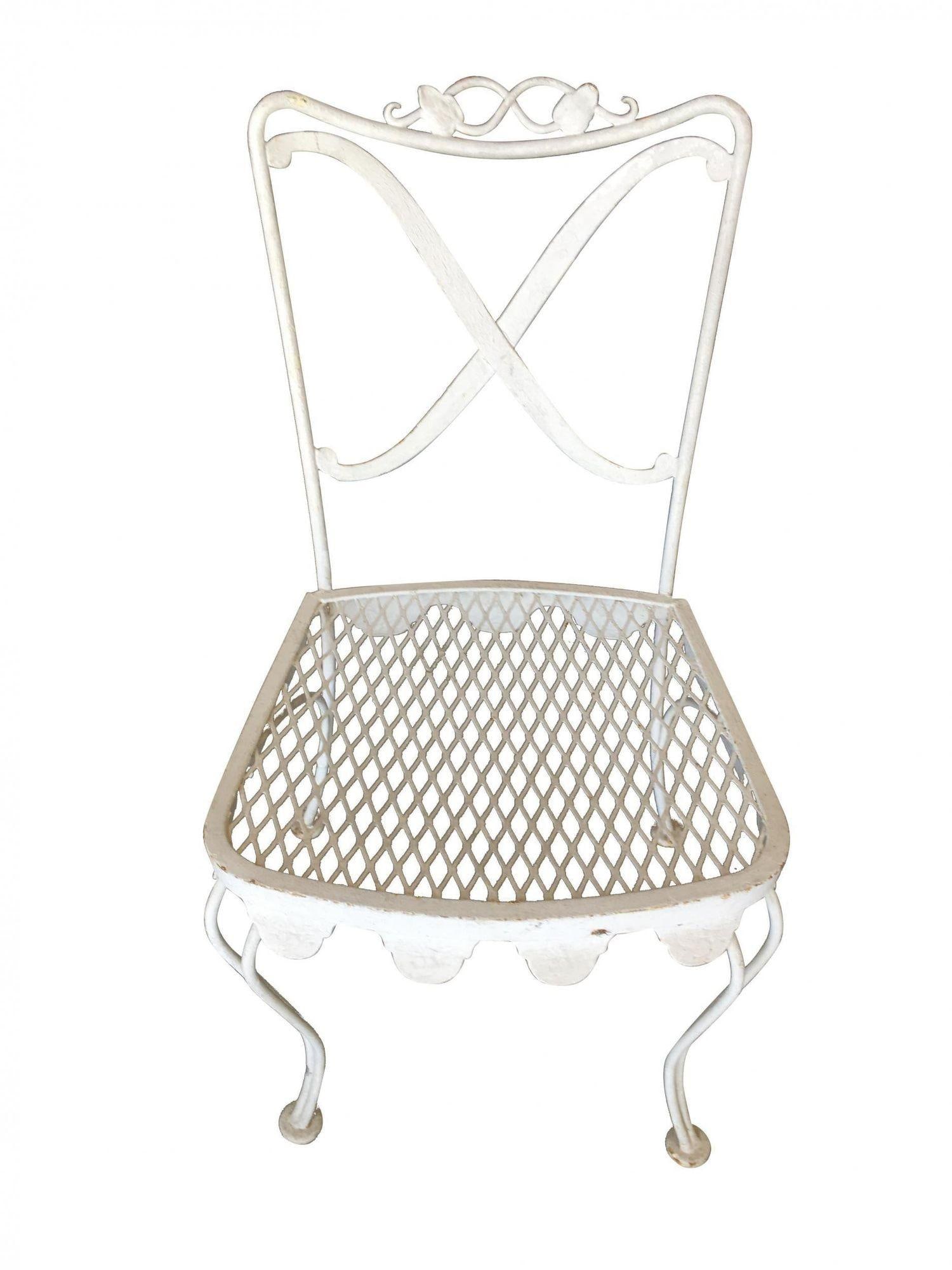 Wrought Iron Scrolling Pattern Cafe Patio Set Table w/ 4 Chairs - 6