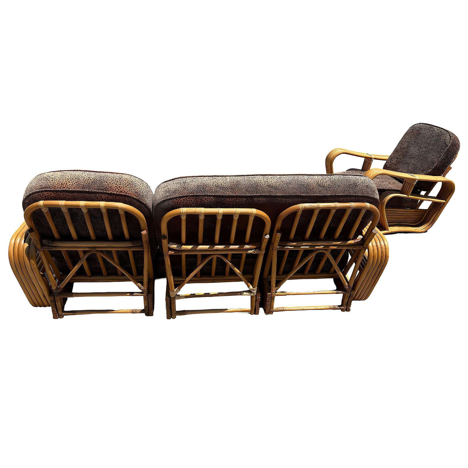Restored Five-Strand Streamline Square Pretzel Rattan Sofa & Chair set - 17