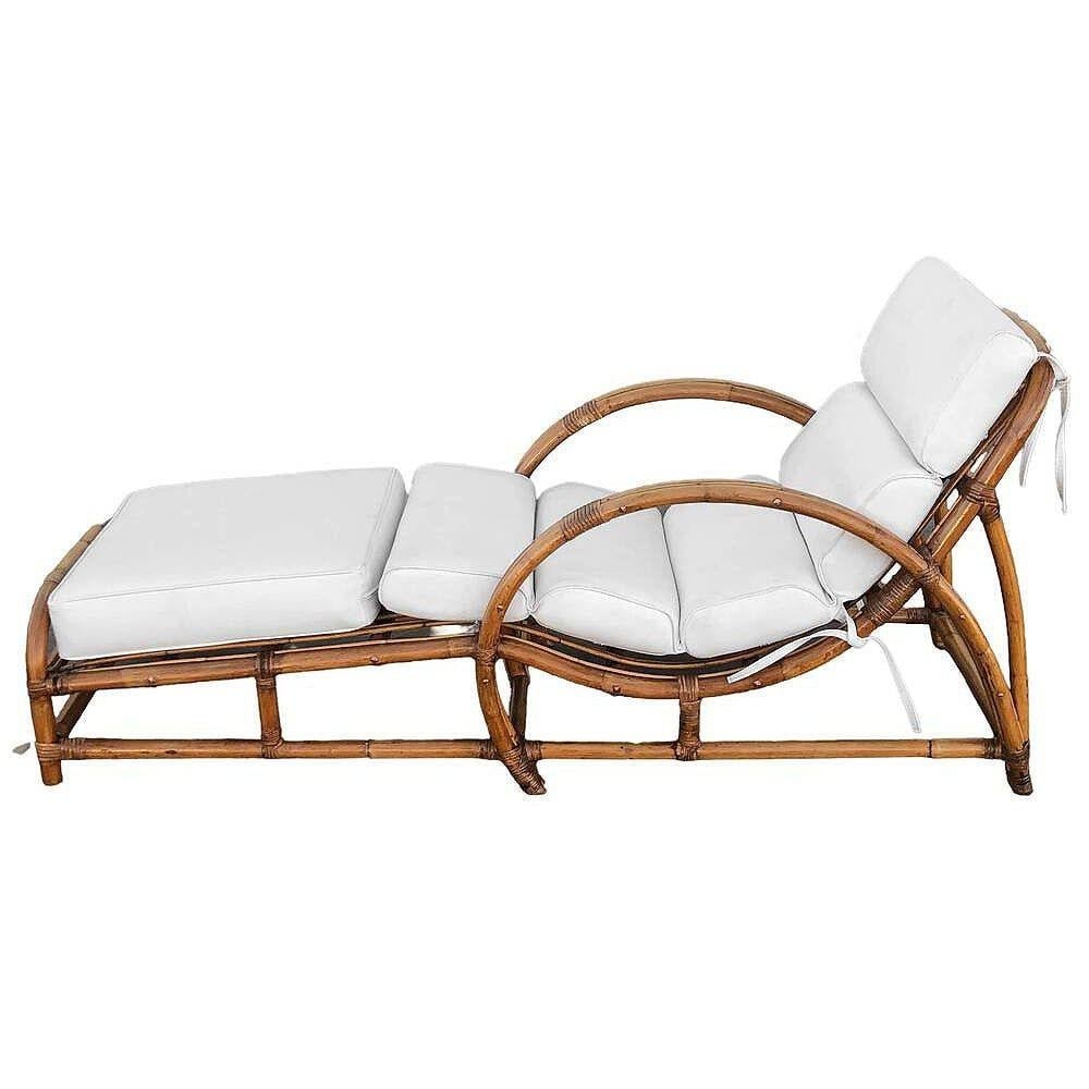 Restored Two-Strand "Half Moon" Rattan Cup Seat Chaise Lounge - 12