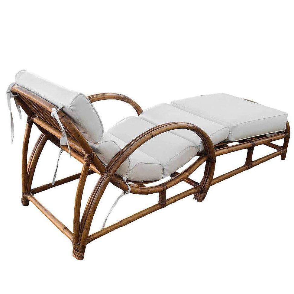 Restored Two-Strand "Half Moon" Rattan Cup Seat Chaise Lounge - 13