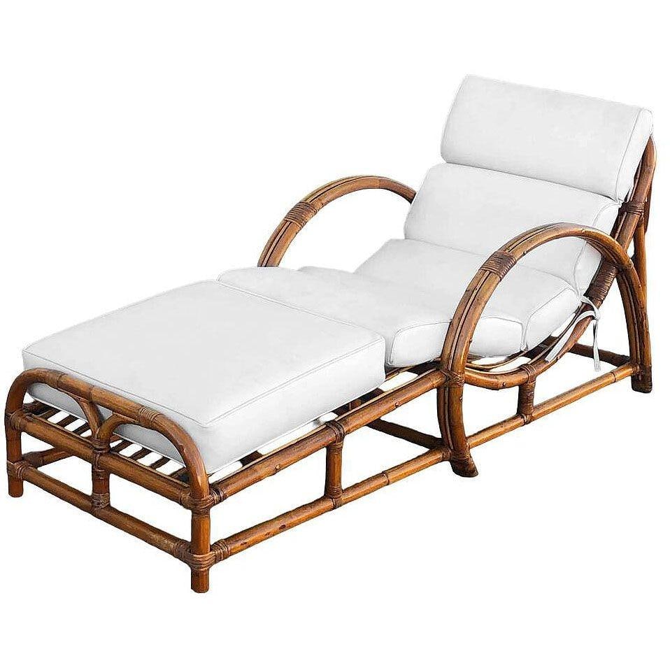 Restored Two-Strand "Half Moon" Rattan Cup Seat Chaise Lounge - 9