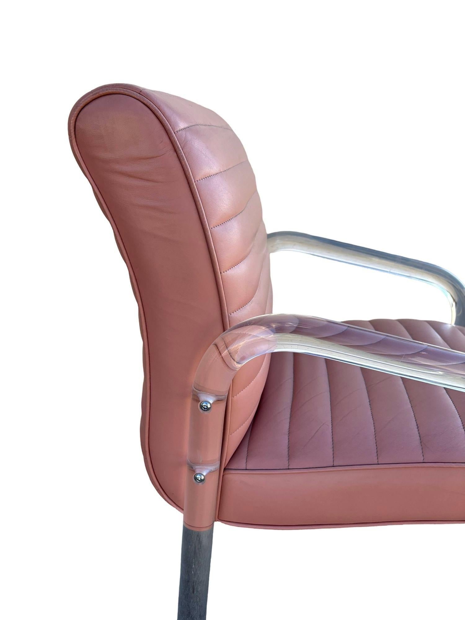 Lucite and Leather Lounge Chairs by Leon Frost, Signed - 10