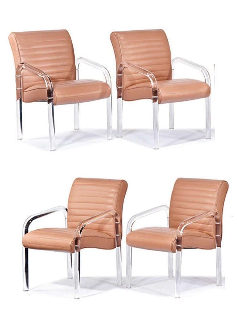 Lucite and Leather Lounge Chairs by Leon Frost, Signed - 8