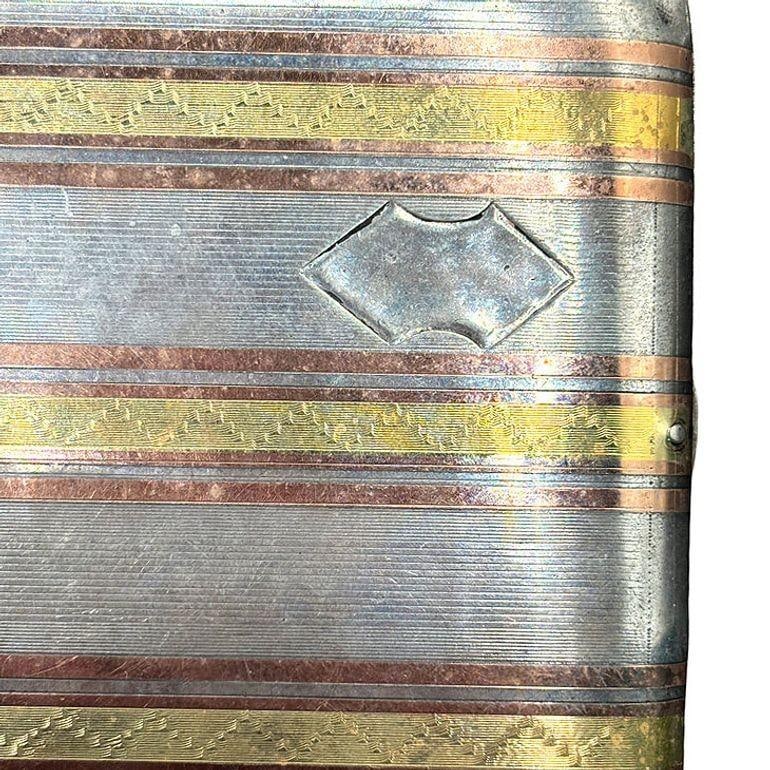 Sterling Silver Art Deco Cigarette Case w/ 18k Gold Inlay by Marathon - 15