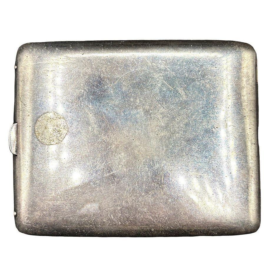 Sterling Silver Art Deco Cigarette Case w/ 18k Gold Inlay by Marathon - 20