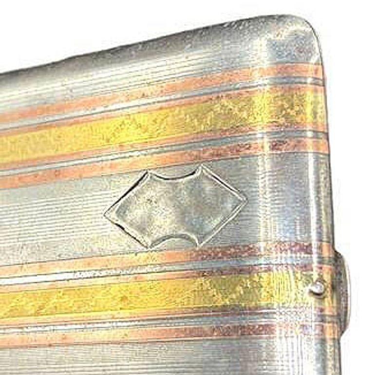 Sterling Silver Art Deco Cigarette Case w/ 18k Gold Inlay by Marathon - 3