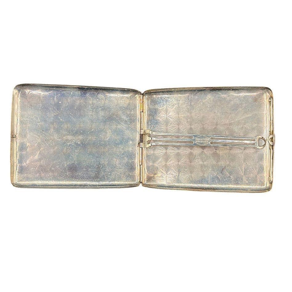 Sterling Silver Art Deco Cigarette Case w/ 18k Gold Inlay by Marathon - 8