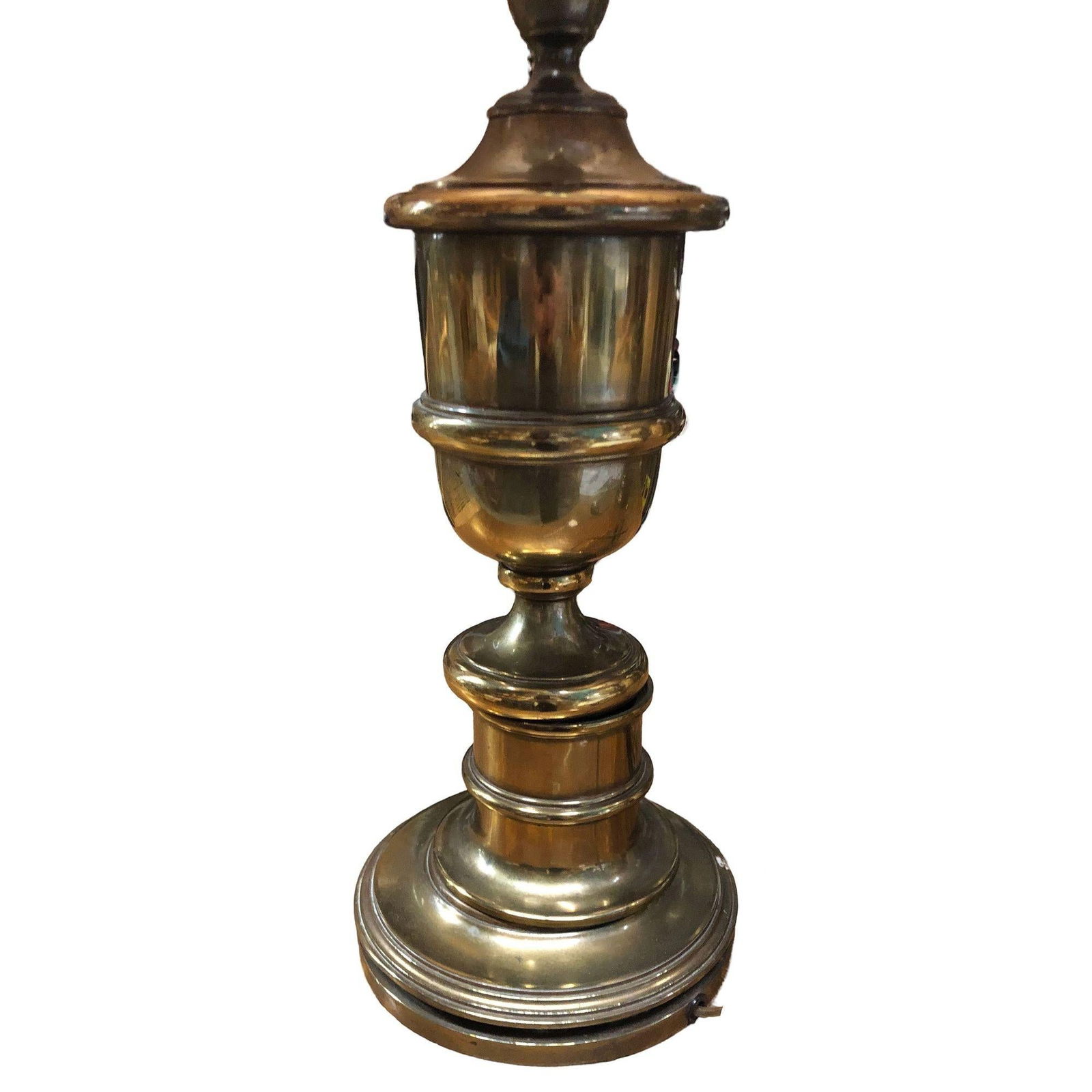 Hollywood Regency Brass Stiffel Style Table Lamp w/ Shade - 4