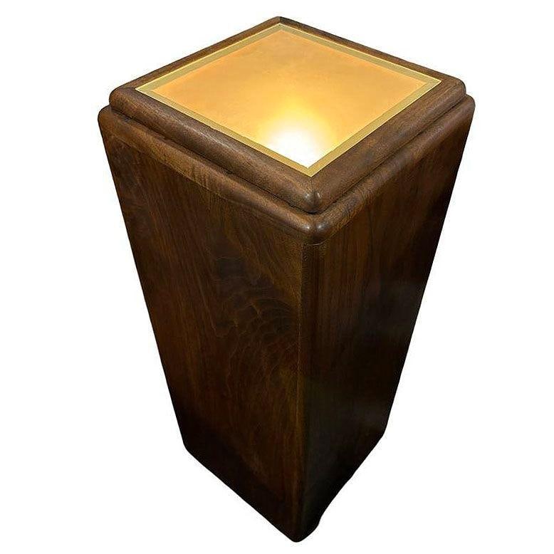 31" Art Deco Black Walnut Sculpted Waterfall Lighted Pedestal Display - 5