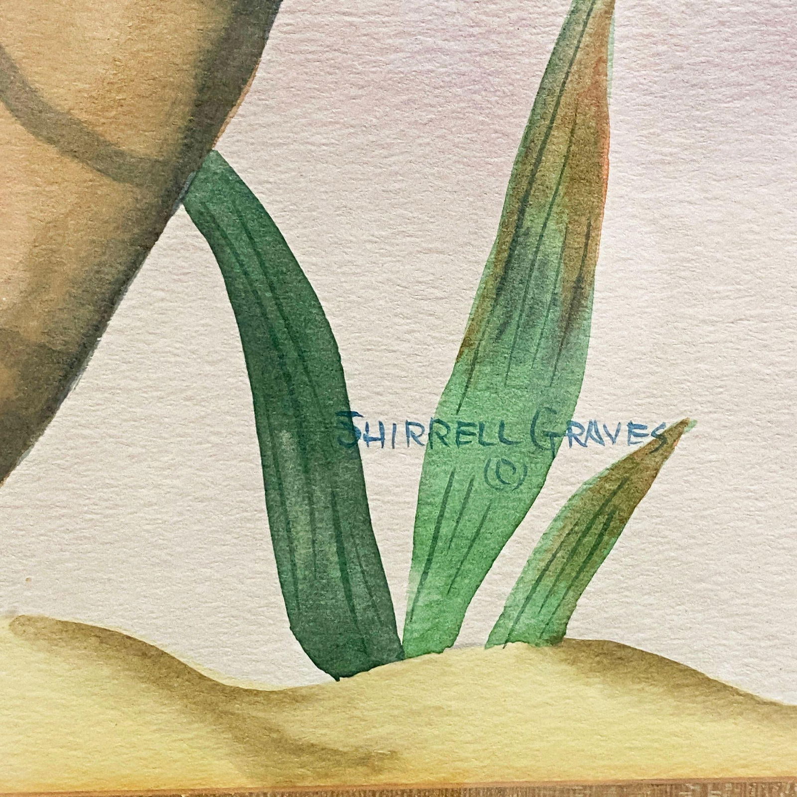 MCM Peeking Pink Flamingo Watercolor on Paper Signed by Shirrell Graves, Framed - 20