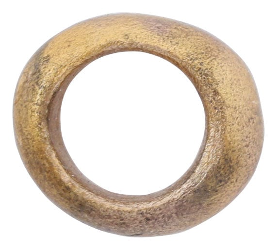 VIKING GILT BRONZE BEAD, 866-1067 AD: Slightly oval, ½” diameter, 0.46” diameter. Cast, ridged bun form, originally gilt with the 24karat gold now restored. Beads were valued more than gold to Vikings and they produced th