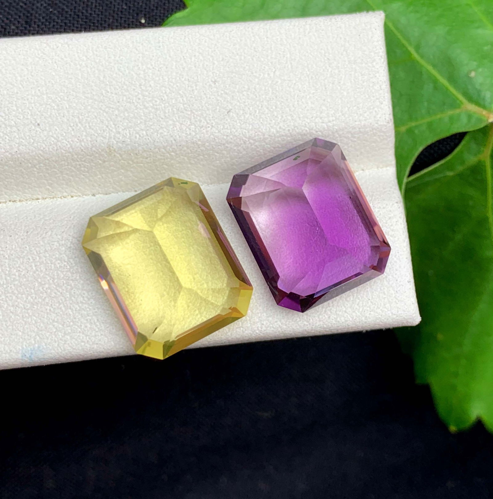 Amethyst Citrine Gemstone Pair: Emerald Cut, February Birthstone (21.50 Carat) - 4