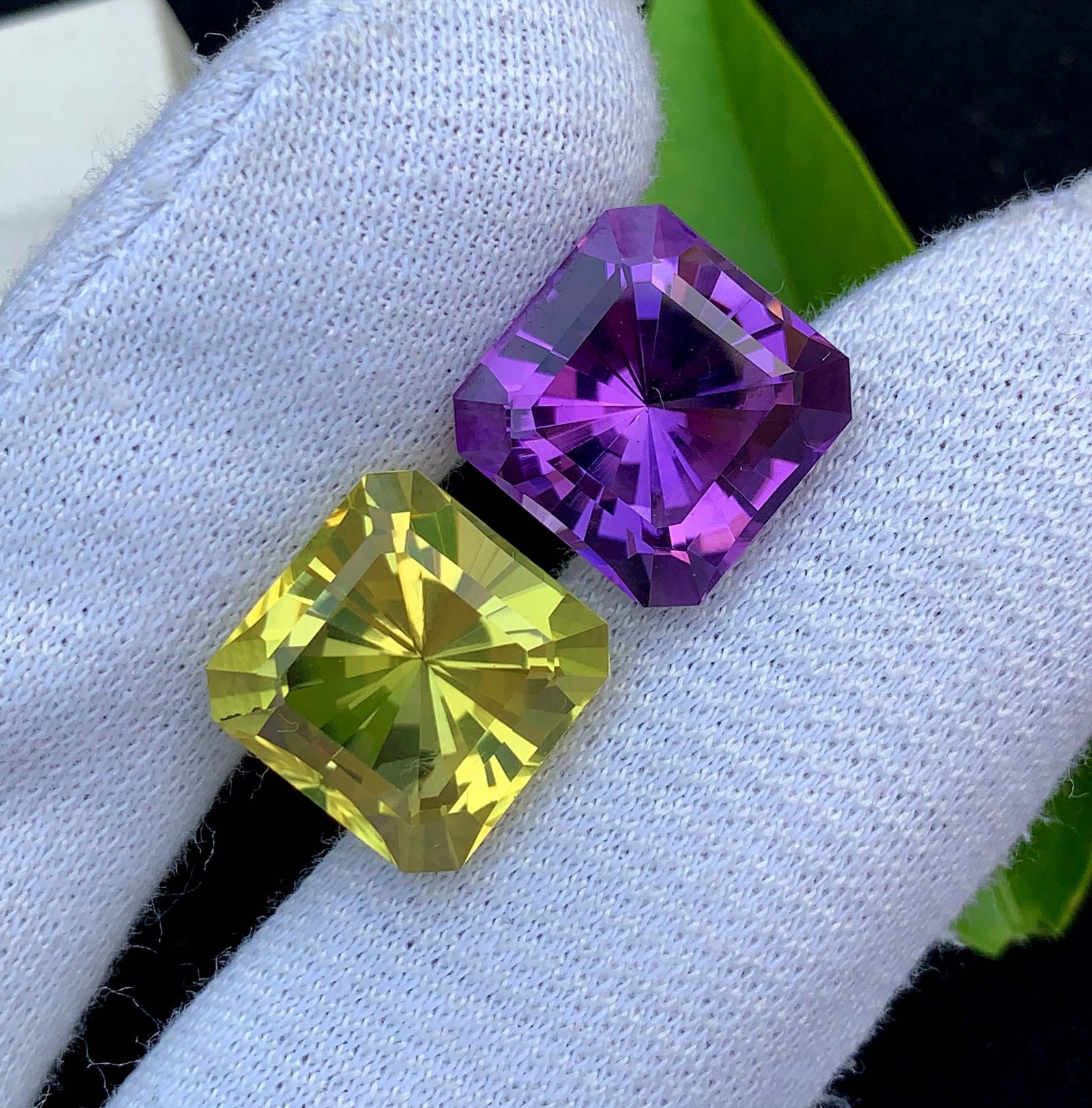 Amethyst Citrine Gemstone Pair: Fancy Cut February Birthstone, 27.50 Carat - 3