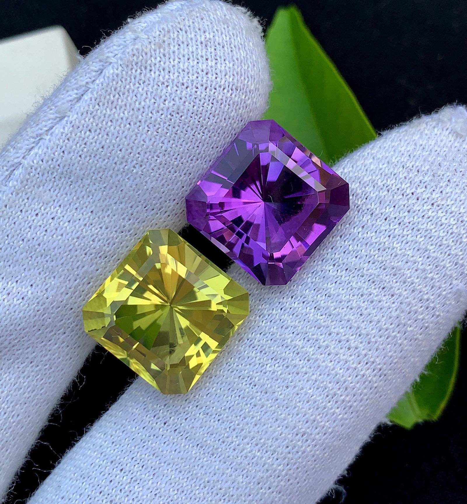 Amethyst Citrine Gemstone Pair: Fancy Cut February Birthstone, 27.50 Carat - 4