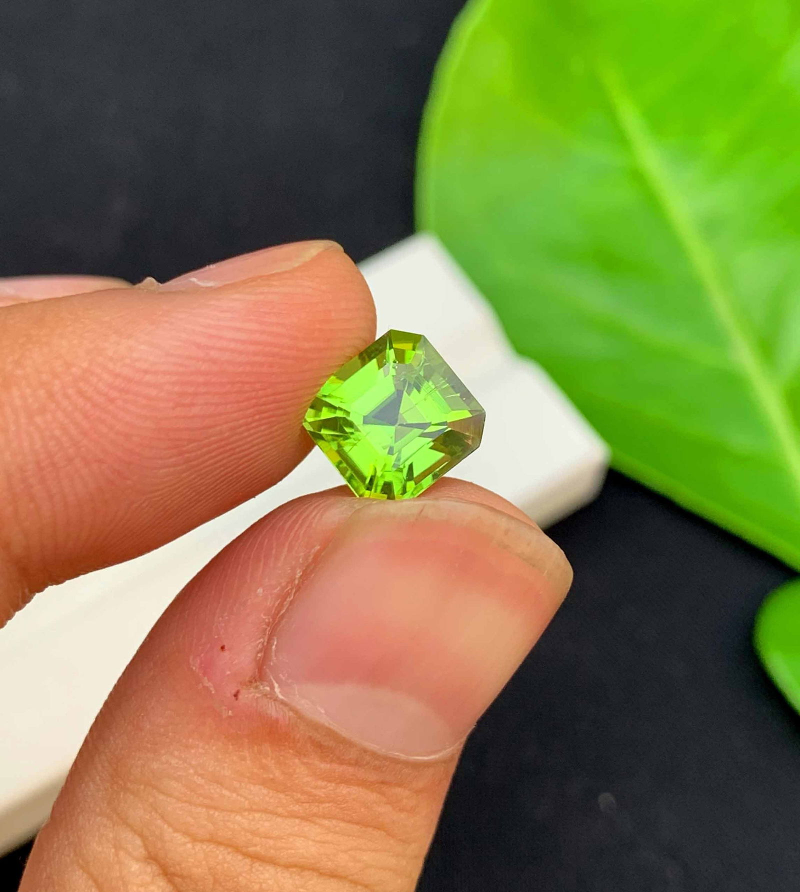 Natural Green Peridot Gemstone: Asscher Cut Loose Stone, August Birthstone - 3