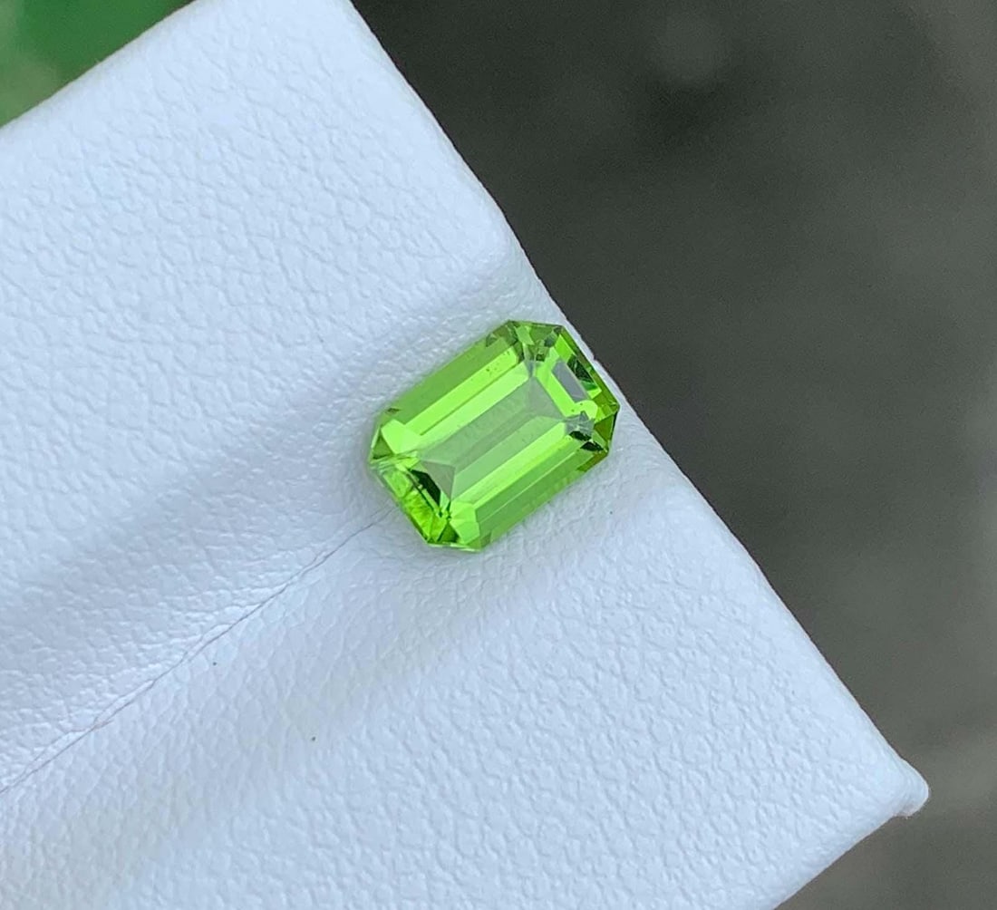 Natural Peridot Gemstones, Top Color Emerald Cut Peridot Loose Gemstone From Pakistan, August - 4