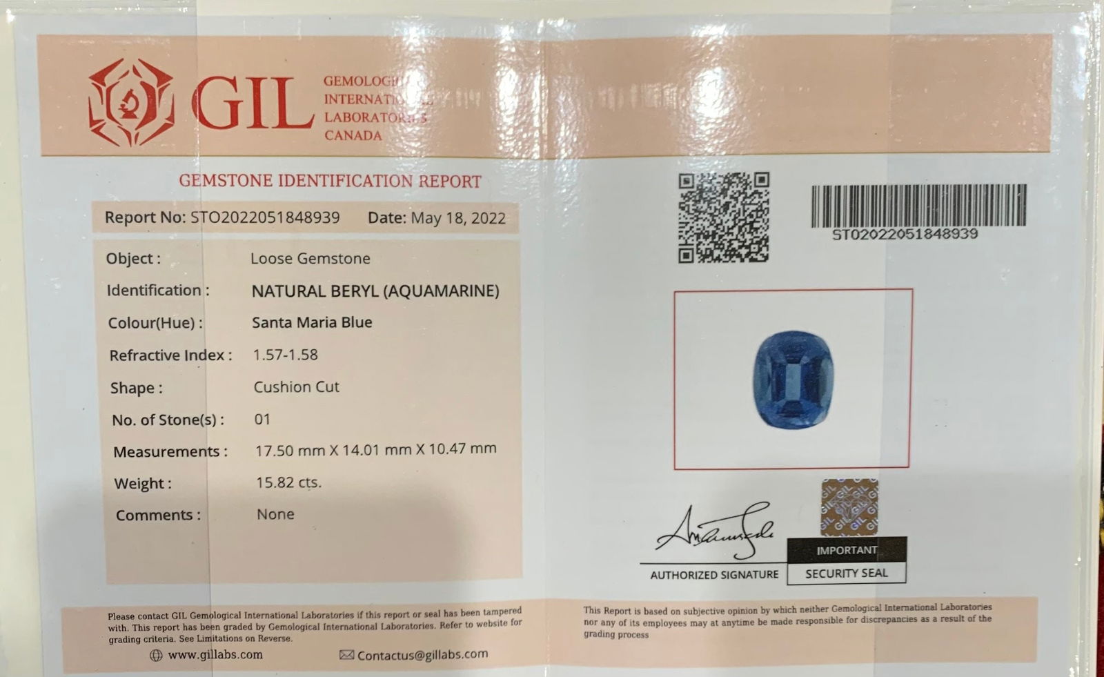 Santa Maria Aquamarine Gemstone: 15.82 Carat Oval Cut Stone - 9
