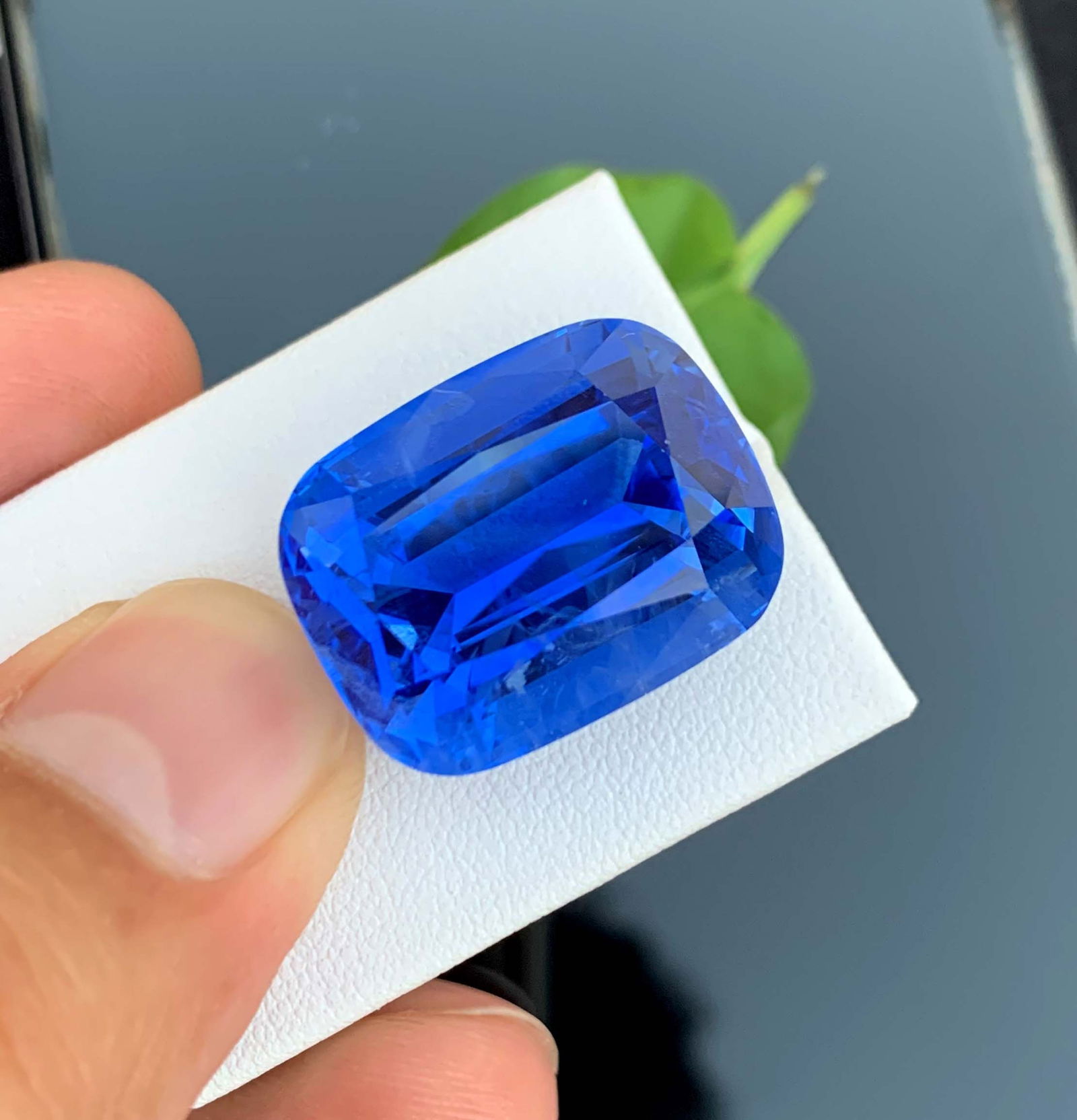 Deep Blue Santa Maria Aquamarine Gemstone: 42.80 Carat Cushion Cut - 2