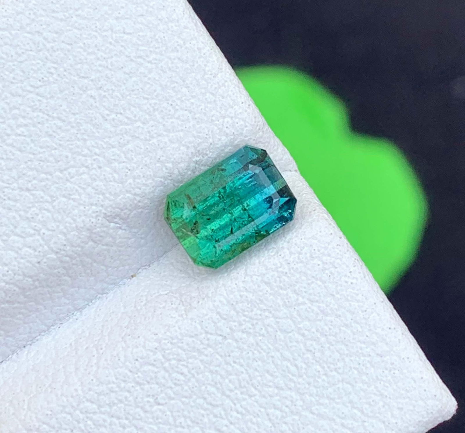 Bi-Color Tourmaline Gemstone: Emerald Cut, Blue-Green October Birthstone - 2