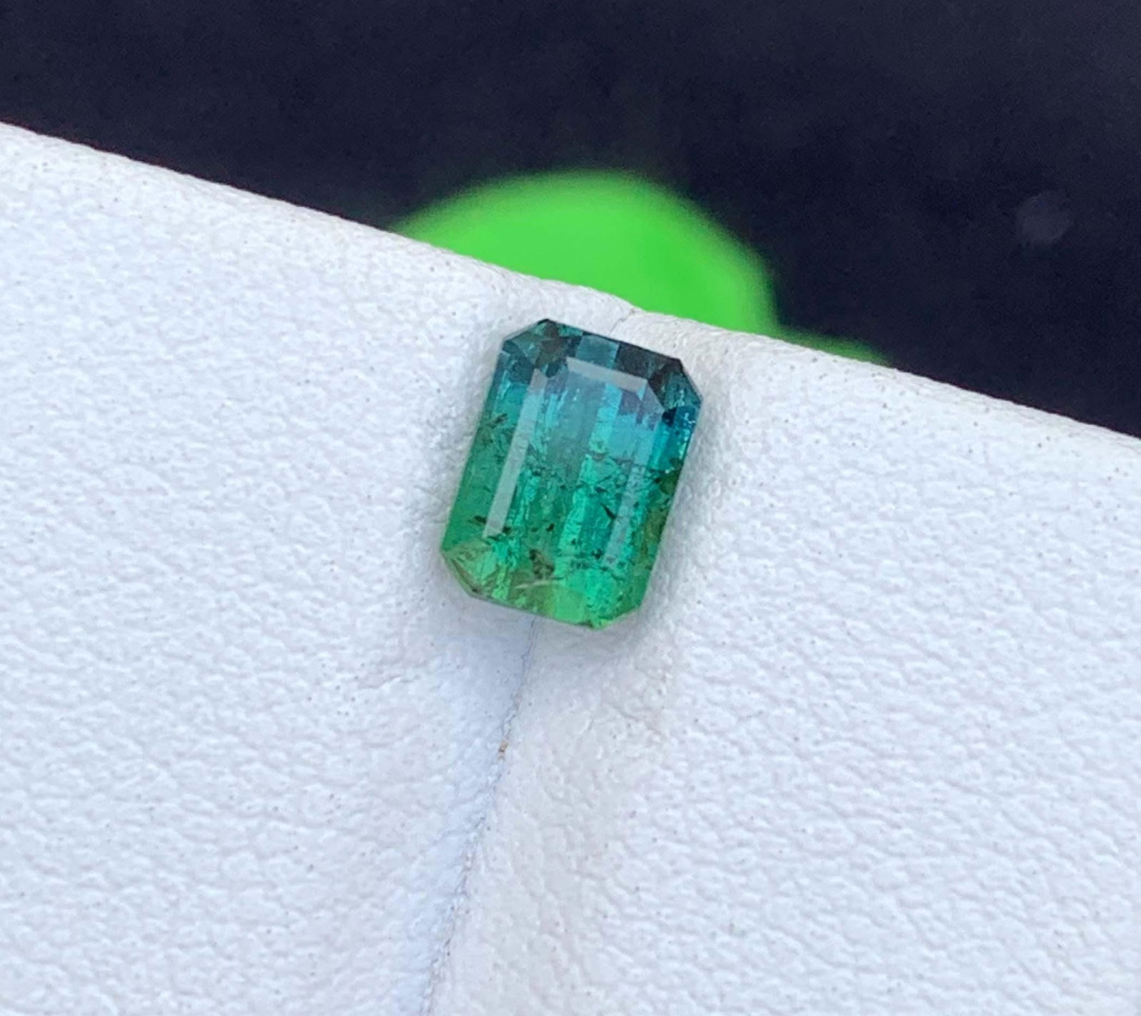 Bi-Color Tourmaline Gemstone: Emerald Cut, Blue-Green October Birthstone - 3