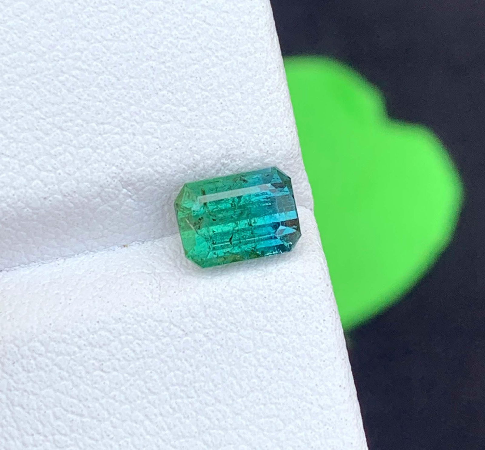 Bi-Color Tourmaline Gemstone: Emerald Cut, Blue-Green October Birthstone - 4