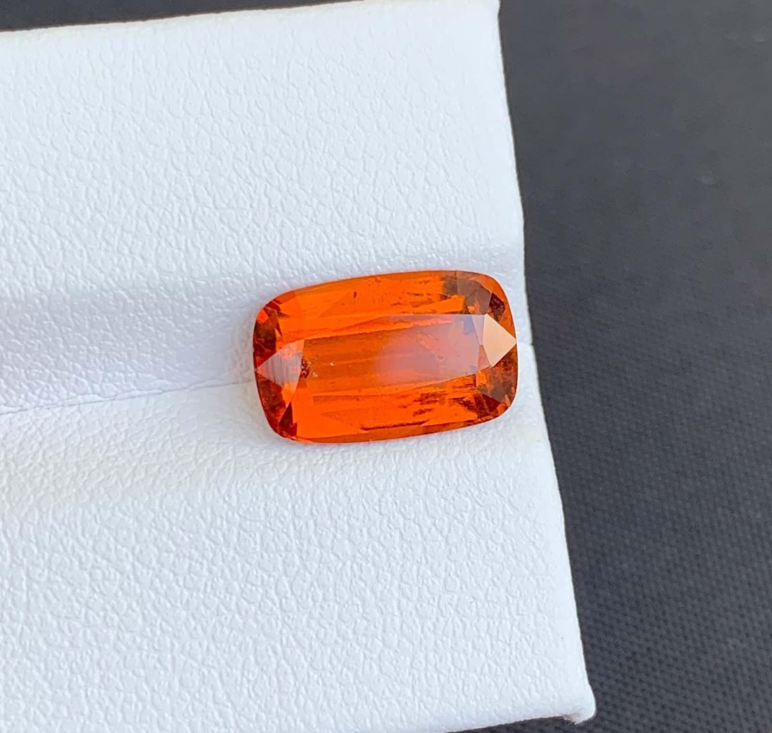 Orange Fanta Garnet Gemstone: Cushion Cut January Birthstone, 3.84 Carats - 3