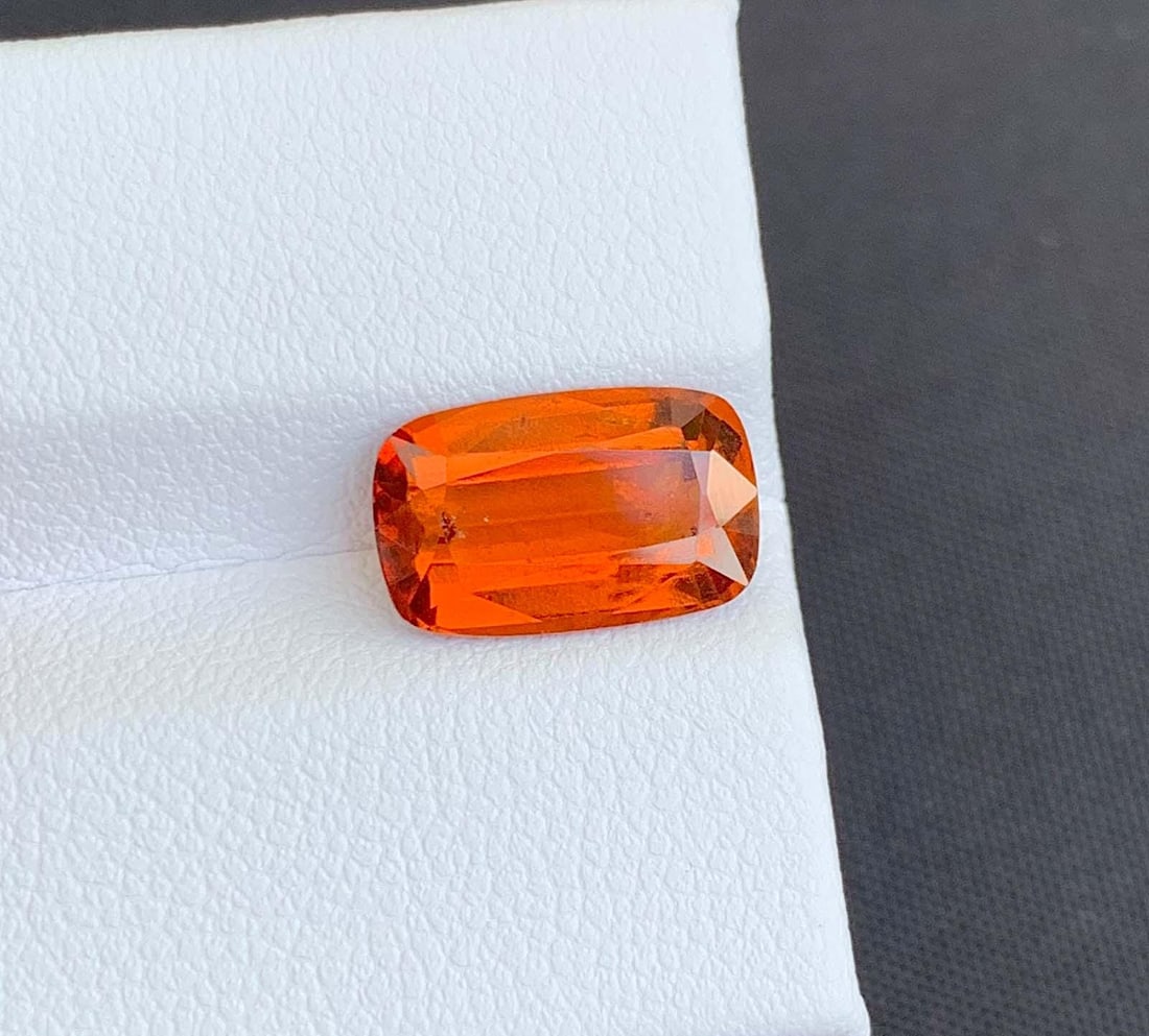 Orange Fanta Garnet Gemstone: Cushion Cut January Birthstone, 3.84 Carats - 4