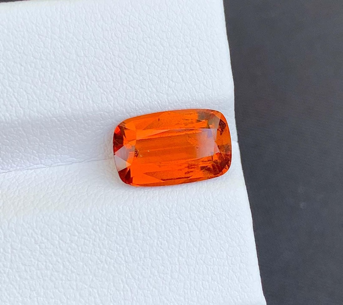 Orange Fanta Garnet Gemstone: Cushion Cut January Birthstone, 3.84 Carats - 5