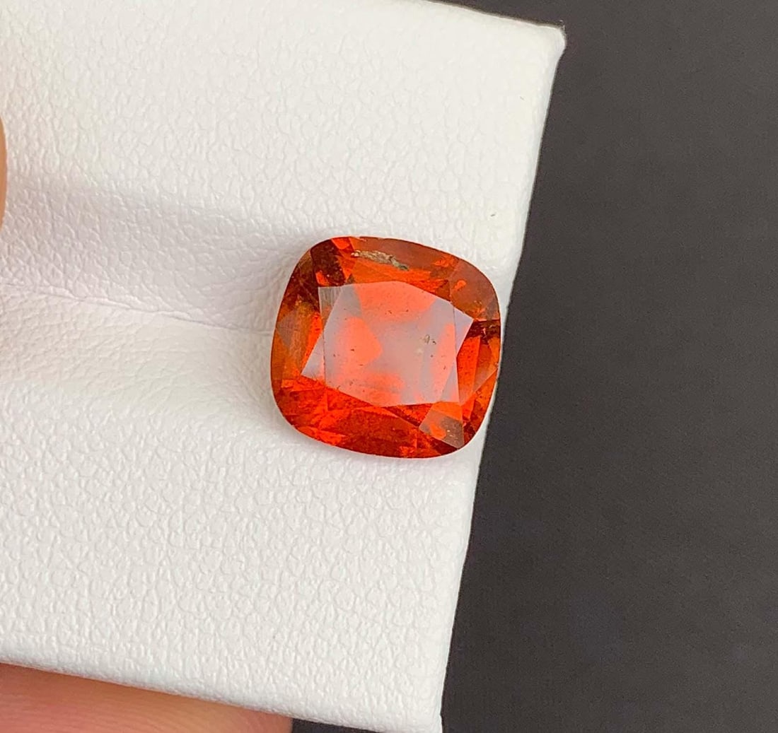 Orange Fanta Garnet Gemstone: Cushion Cut January Birthstone, 4.88 Carats - 4